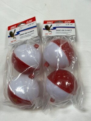Eagle Claw 2.5'' Round Snap on Bobbers- 4 Bobbers Total