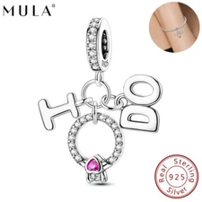 2025 MULA 925 Sterling Silver I DO Heart Pendant CZ DIY Charm For Women Bracelet