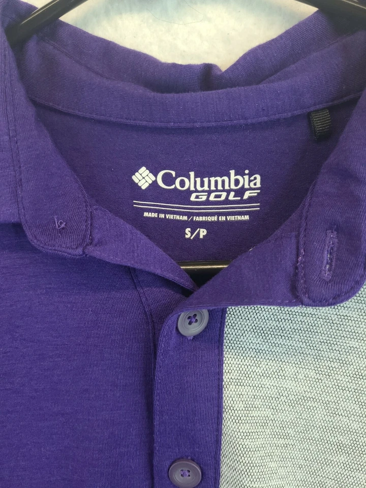 Camisa polo Columbia Golf ligera púrpura manga corta para hombre pequeña Foto 2 de 4