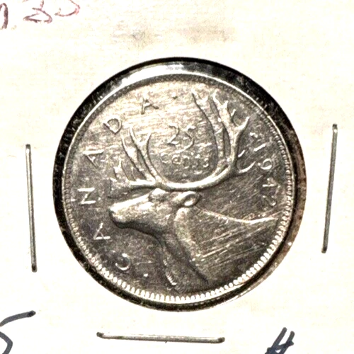 Canada 1942 twenty five cents Km 35 AU