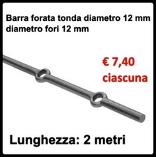 barra forata in ferro tonda tondo d.12 mm diametro per inferriate grate finestre
