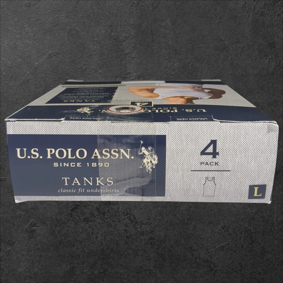 EE. UU. POLO ASSN. Pack de 4 camisetas sin mangas acanaladas blancas para hombre grandes sin mangas Foto 3 de 4