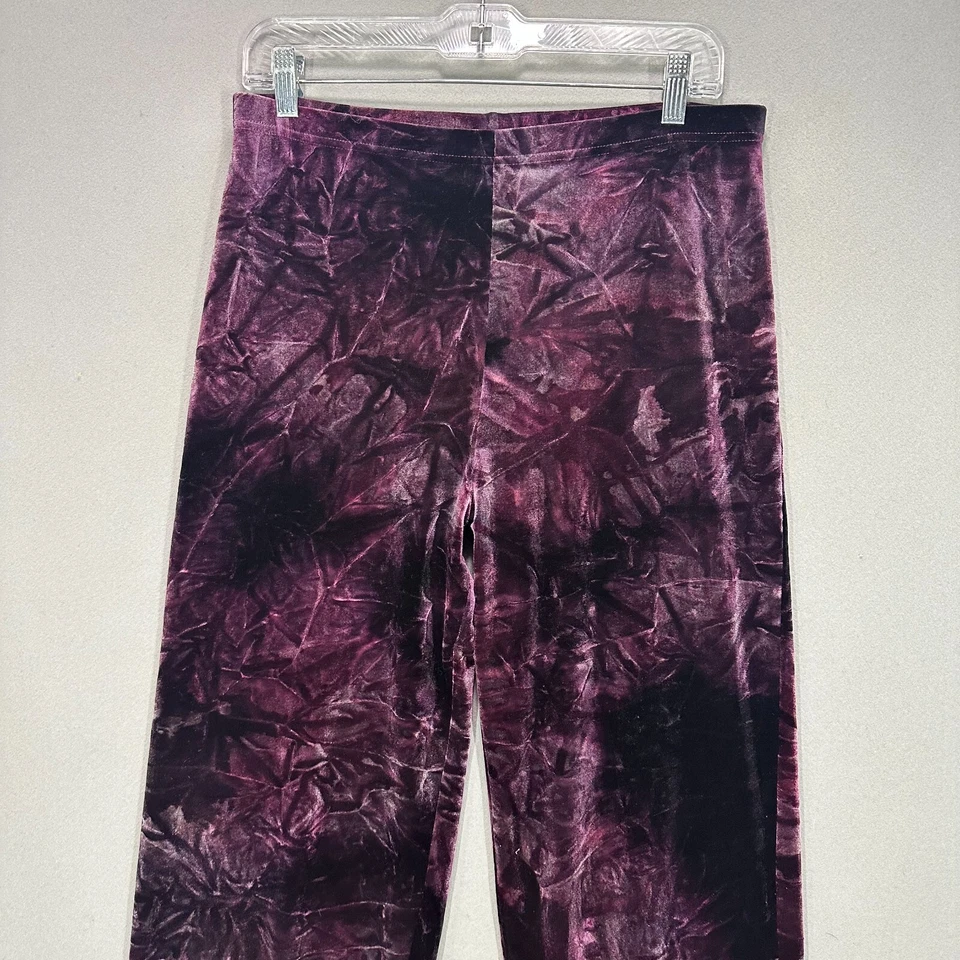 Pantalones de terciopelo vintage años 90 púrpura tie dye talla M cintura elástica Y2K pierna recta Foto 2 de 4