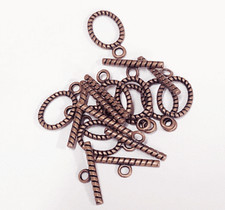 20 sets Antiqued Copper oval Toggle Clasps, oval twisted toggle clasps