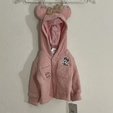 Disney Baby Toddlers Pink Minnie “Little Lady” Hoodie w/ Bow & Ears 3-6 Months