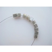 10 Pcs White Grey Polished Diamond Box Beads, White Diamond Faceted Cube 1-2mm