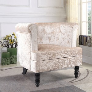 Cream Crushed Velvet Armchair Soft Accent Chair Occasional Lounge