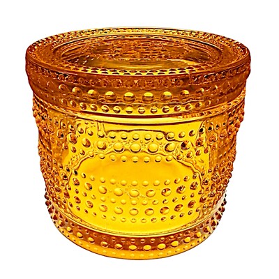 HOMEWORX by HARRY SLATKIN Amber Hobnail Beaded Glass Jar 5'' Lidded Empty