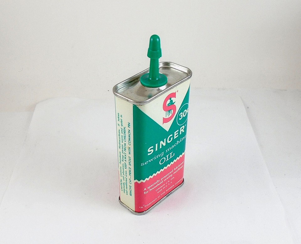 VINTAGE SINGER SEWING MACHINE OIL 4 OZ HANDY OILER TIN CAN eBay