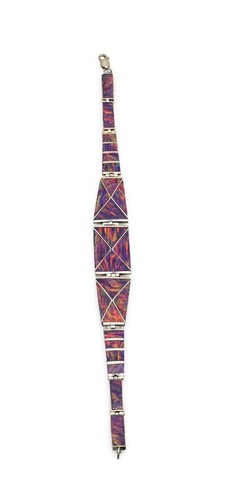 Pink Fire Opal Sterling Silver Tennis Bracelet Design Wide Bridal - Picture 7 of 12