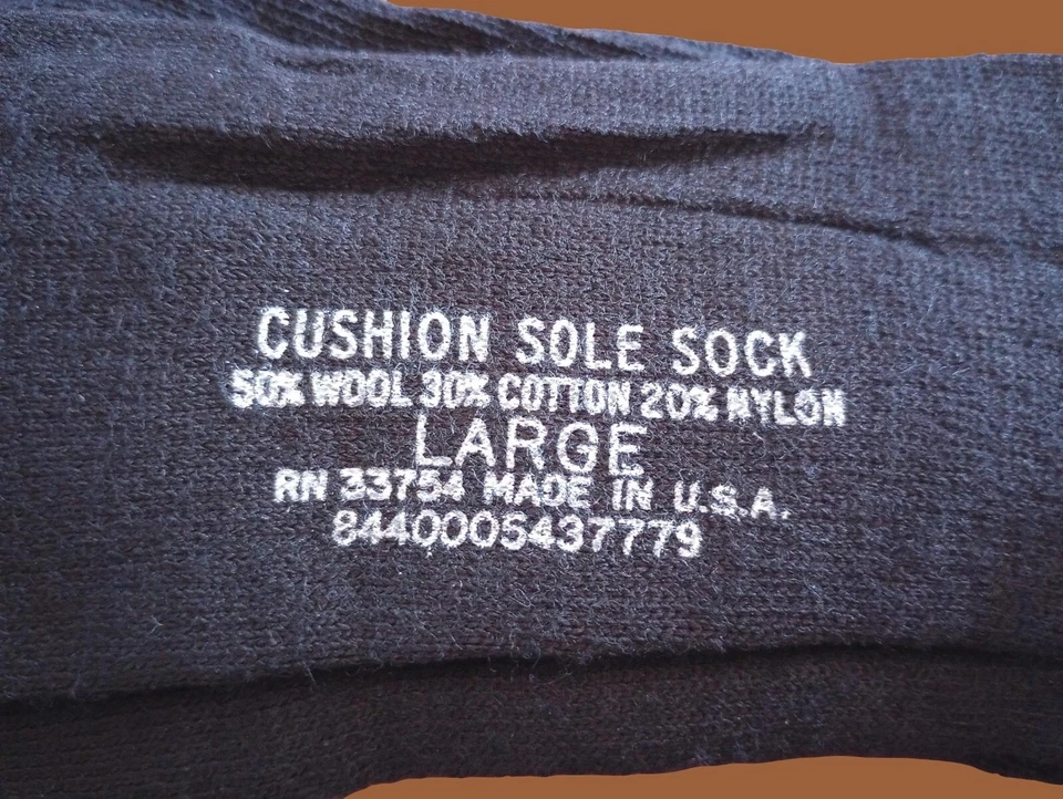 NEW MILITARY CUSHION SOLE WOOL BLEND SOCKS U.S.A MADE BLACK - Image 2 of 4