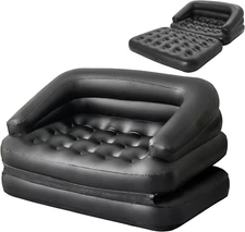 Inflatable Sofa Bed for Camping, Pool Float Couch Outdoor Mattress Bed with Armr