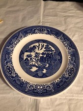Porcelain China Dinner Plate, Royal China,Willow Ware, Blue and White, 10 inches