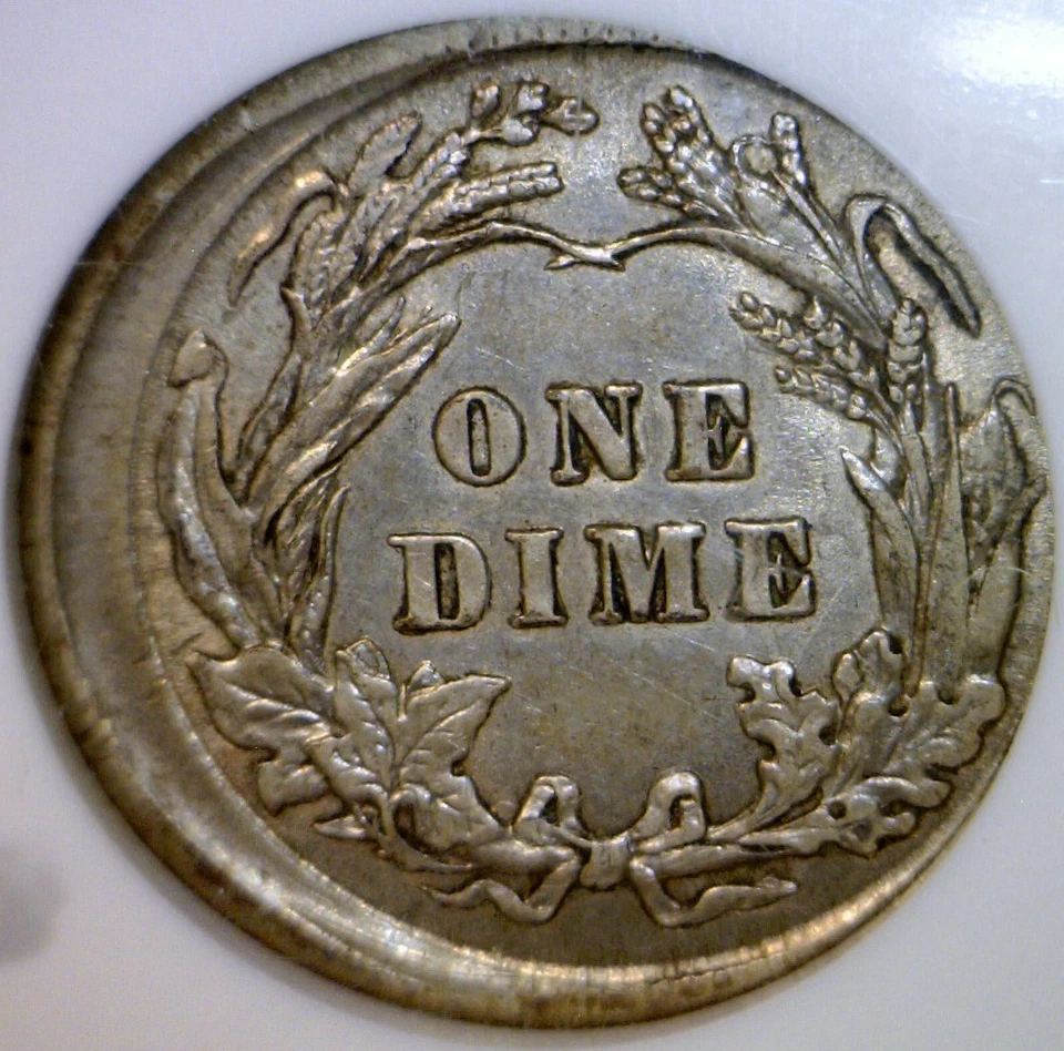 1914 ERROR NGC AU55 Broad Struck OFF CENTER Barber SILVER Dime NICE O/C BS Coin - Image 4 of 4