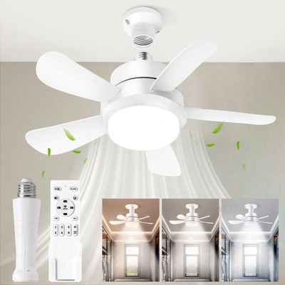 Socket Fan Light with Remote, 16 inch Ceiling Fan with Lights, 6 Speeds Dimma...