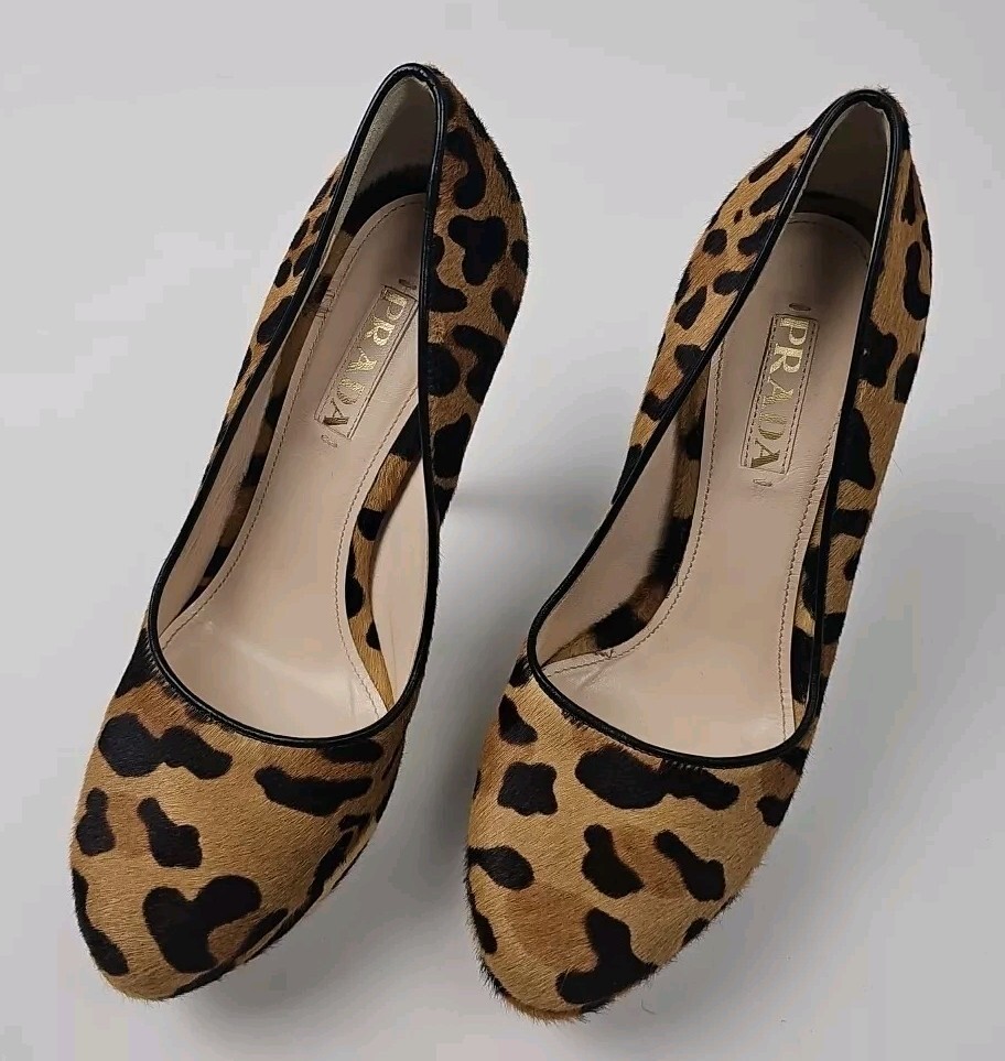 フラットシューズ PRADA Printed Calf Hair Ballerinas Prada leopard-print Ballerina Flats | Brown | FARFETCH