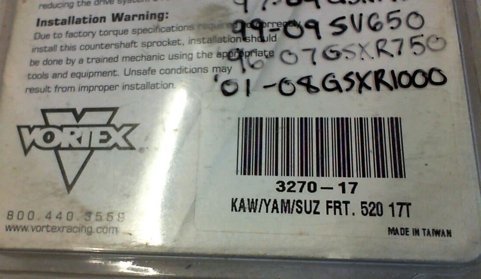 VORTEX 1212-0441 Steel Countershaft Sprocket for Suzuki GSX-R 750 1000 SV 650 - Image 4 of 4