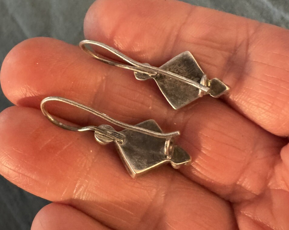 Artisan Sterling Silver Moonstone Dangle Earrings - image 4