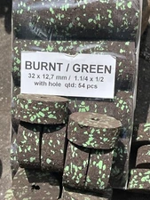 Cork Rings  12 Bright Green Flake Burnt Burl, 1 1/4" X 1/2 "X1/4", Great Rings!