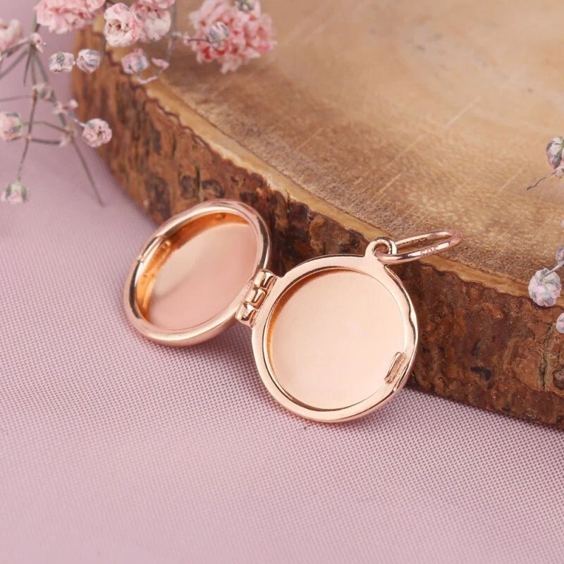 585 Rotgold 14kt Gold Medaillon Anhänger Love Liebe Rund Medaillon für Foto NEU - Bild 3 von 3