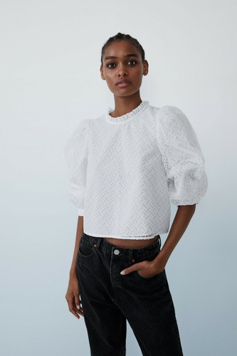 Zara Voluminous Puff Sleeve Textured 