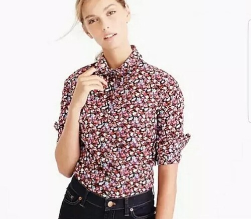 J Crew Tuxedo Shirt Ruffles Tie Neck 