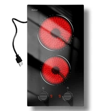 Hobsir 2 Burner Electric Cooktop 110v, Plug in Electric Stove Top, 2000W Elec...