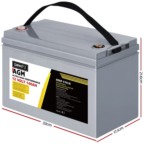 Giantz AGM Deep Cycle Battery 12V 140Ah Box Portable Solar Caravan Camping - Picture 2 of 7
