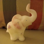 Vintage Fenton White Custard Glass Elephant-Hand-painted pink flowers & Signed