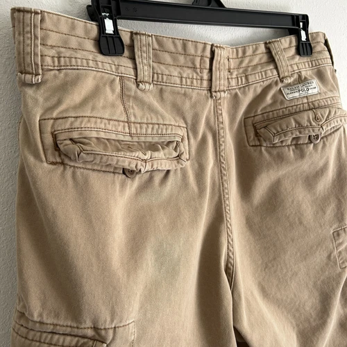 Polo Ralph Lauren Cargo Shorts Mens Sz 34 Cotton Utility Pocket Beige - Picture 13 of 18