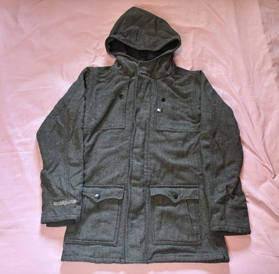 Ambiguous Jacket Mens Small Gray Full Zip Snap Skater Hip Hop Y2K Wool Blend