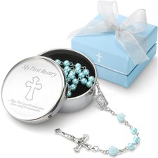 Baptism and Christening Gifts for Boys - My First Rosary with Silver-Plated K...