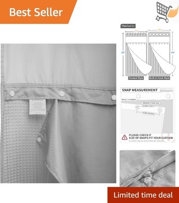 Fabric Shower Curtain Liner Water-Repellent Removable 70x54 Gray Bathroom