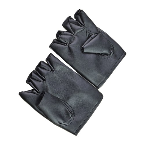 Pair of Men Punk Style Gloves Half-finger Gloves for Performance (Black) - Picture 4 of 11