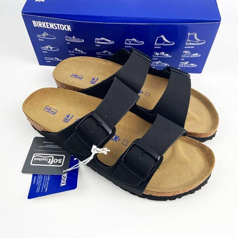 Birkenstock Arizona Nueva Sandalia Birko-Flor Birkibuc Cuero Negro Unisex 37-45 Foto 2 de 4