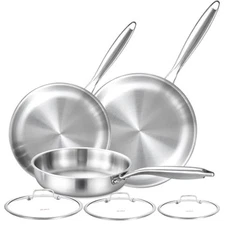  Tri-ply Kitchen Cookware Frying Pan Stainless Steel Cookware Set of 3 With lid