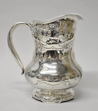 Gorham Sterling Silver Water Pitcher, 1901, Art Nouveau Martele Style