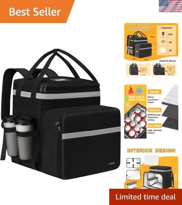Food Delivery Backpack with 7 Cup Holders, XX-Large Expandable Delivery Bag f...