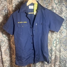 Boy Scouts of America Youth Uniform Shirt Blue Cotton Blend USA Size Large