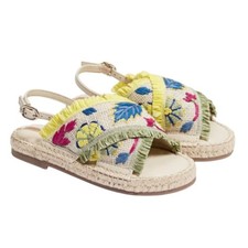 Sam Edelman Girls Kayden Slingback Sandals US 13 Beige Multicolor Leather NIB