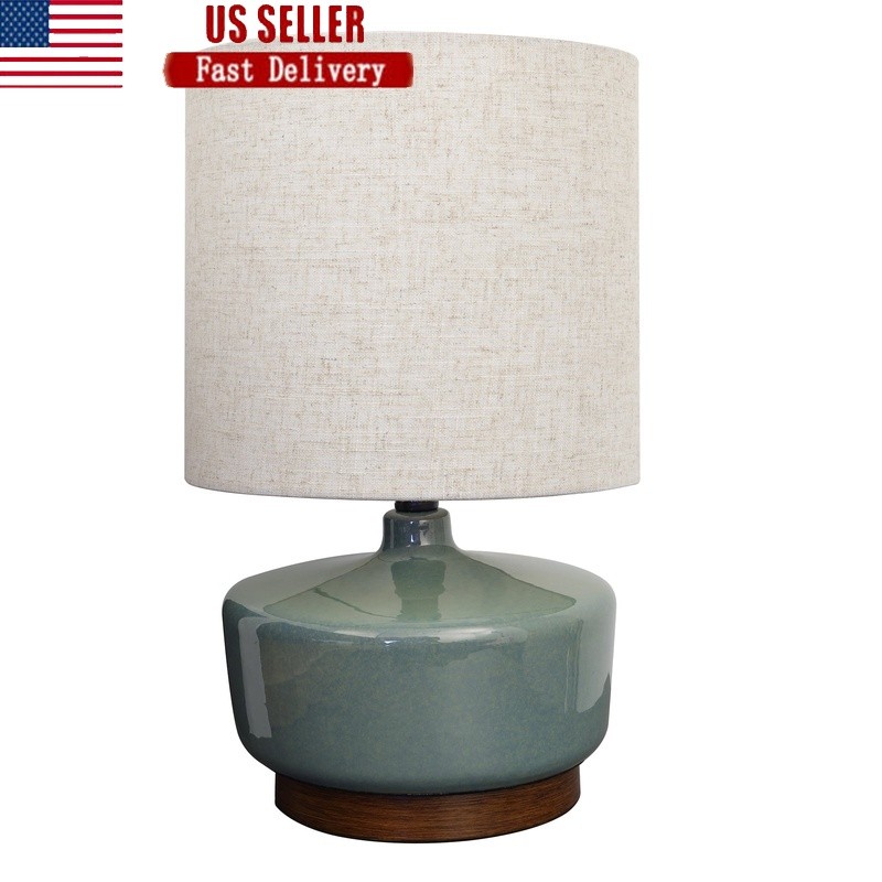 Mid Century Ceramic Table Lamp White Shade E26 Indoor Lighting Solution New