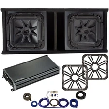 Kicker L7S12 Subs Ported 1 Ohm Box w/ 46CXA18001 Amp, Charcoal Grills & Amp Kit