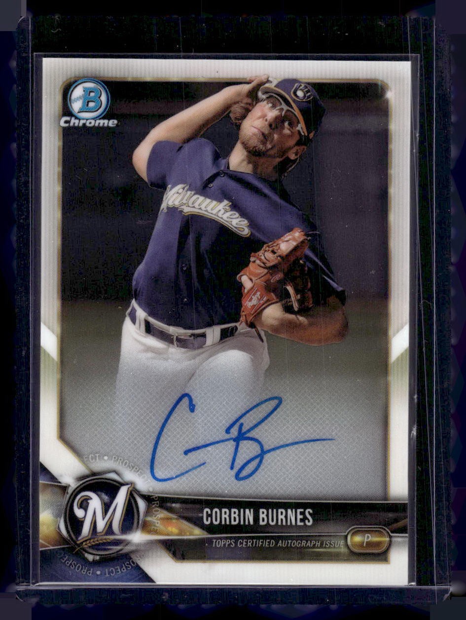 2018 Bowman #CPA-CB Corbin Burnes Chrome Prospect Autographs