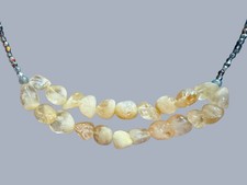 Citrine Beaded Necklace w/ Crystal Glass Bead...