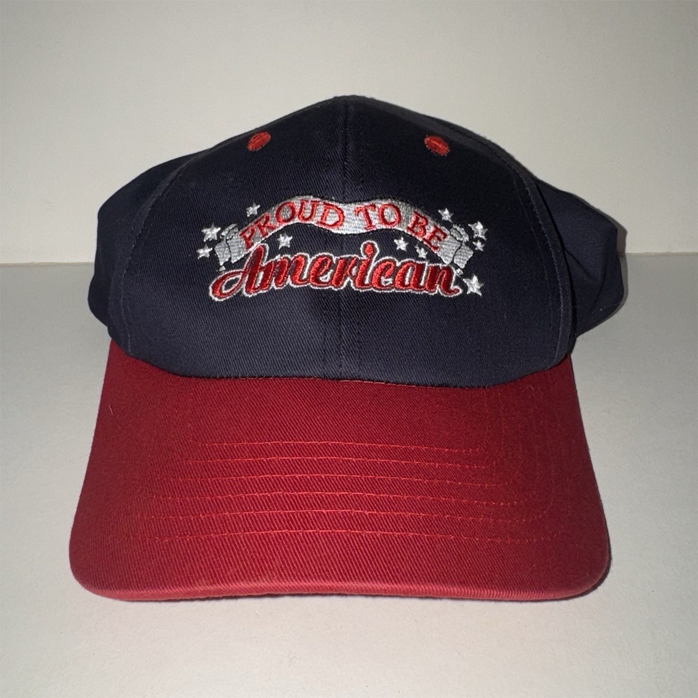 P Baseball Cap Navy Red Men Solid Pattern Adjusta… - image 1