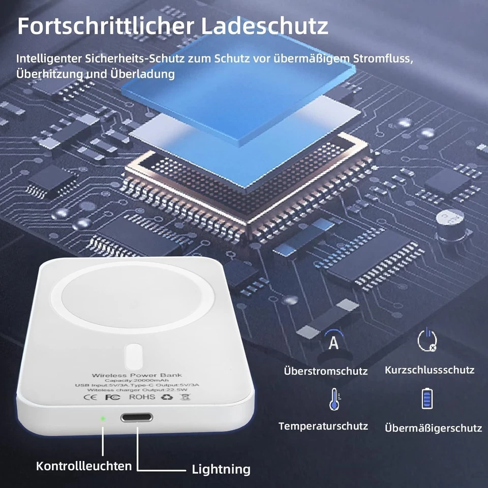 Power Bank 20000mAh Mini Wireless Magnetico 22.5W Ricarica Rapida - Immagine 2 di 4