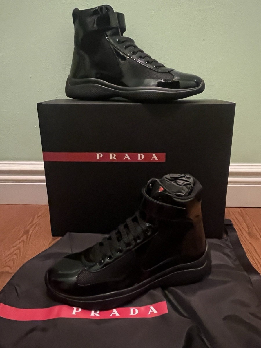$1070 Prada America's Cup Bike High Top Patent Leather