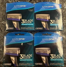 ON SALE CareOne 3 Blade Razor Blade Cartridges 4 Packs of 4 Carts- BRAND NEW !!