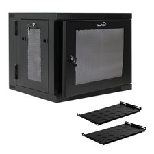 NavePoint 9U Wall-Mount Network Rack Cabinet Enclosure, 450mm Depth, Hinged Back