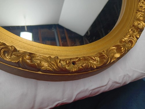 Specchio da parete ovale vintage MCM Burwood stile freccette siroco Hollywood Regency (1972) - Foto 5 di 24